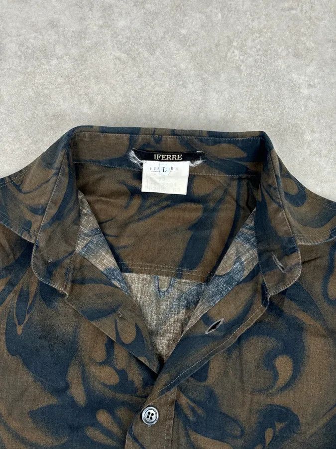 Gianfranco Ferre 2000s Gianfranco Ferré Brown Floral Print Shirt Size US M / EU 48-50 / 2 - 8 Thumbnail