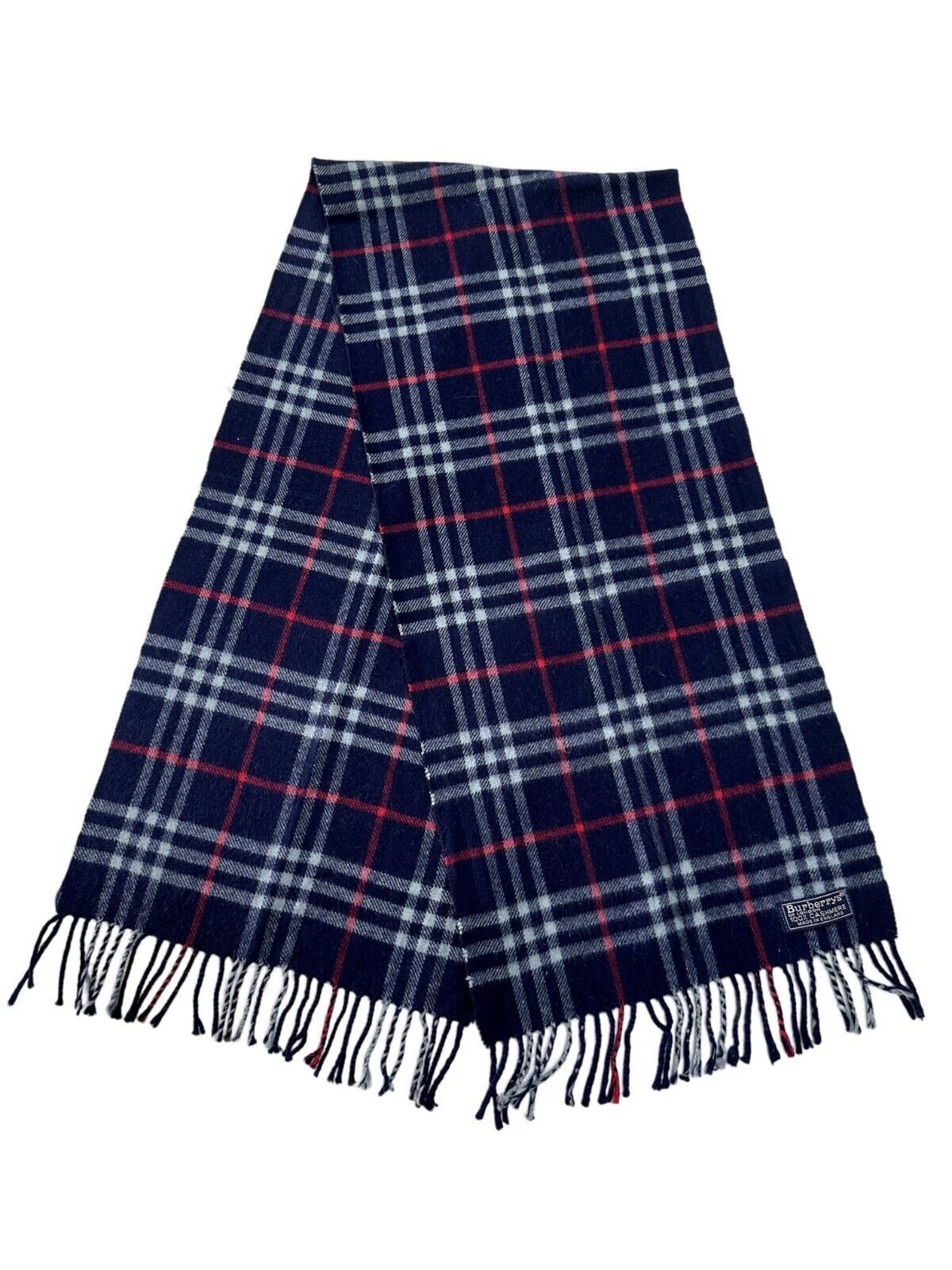 Burberry Burberrys Authentic Unisex Scarf Navy Blue 100% Cashmere Size ONE SIZE - 1 Thumbnail