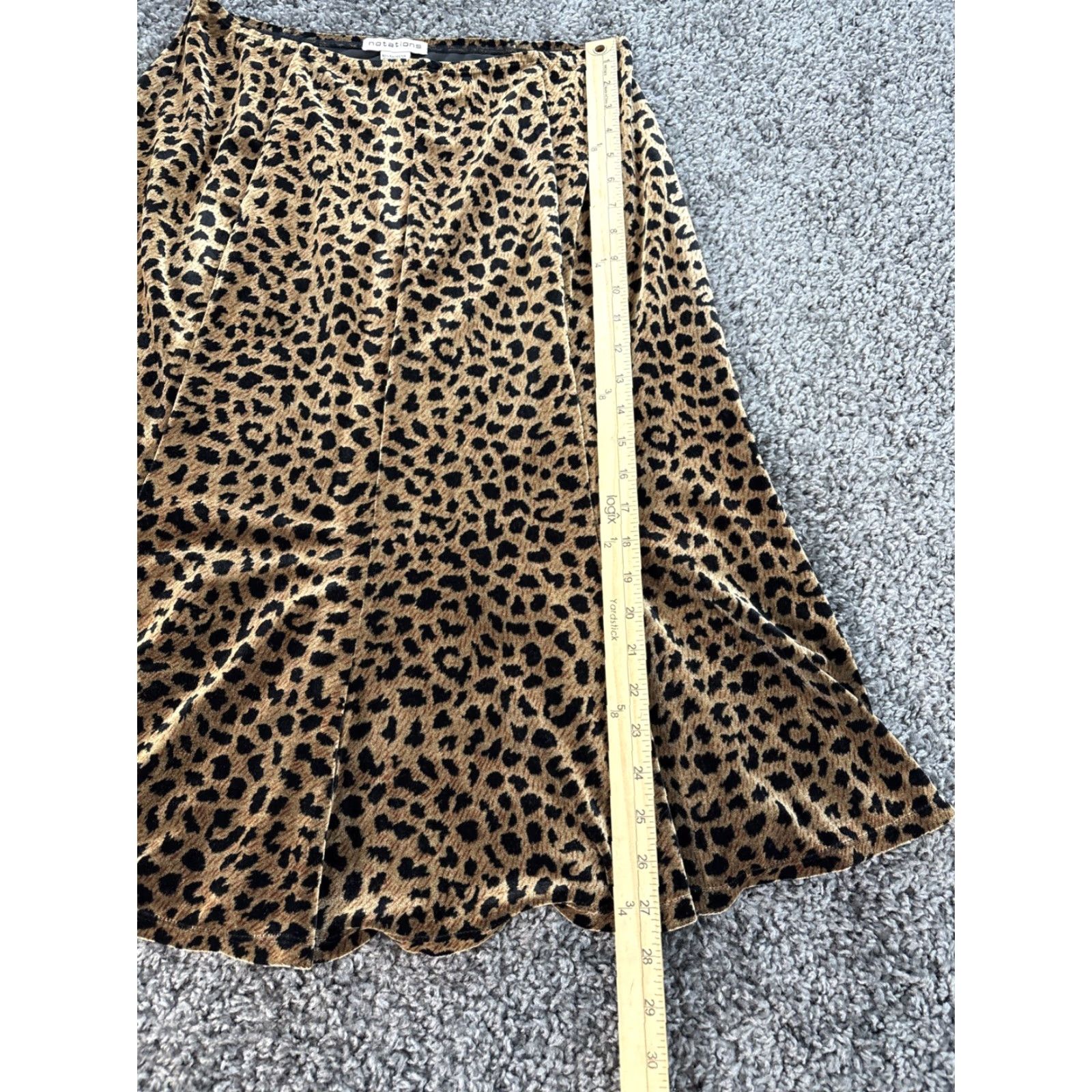 Vintage VINTAGE Notations Skirt Womens Large Midi Velvet Cheetah Animal Print Brown Polyester Spandex Mid Length Straight Pencil Mens? Size 36" / US 14 / IT 50 - 2 Thumbnail