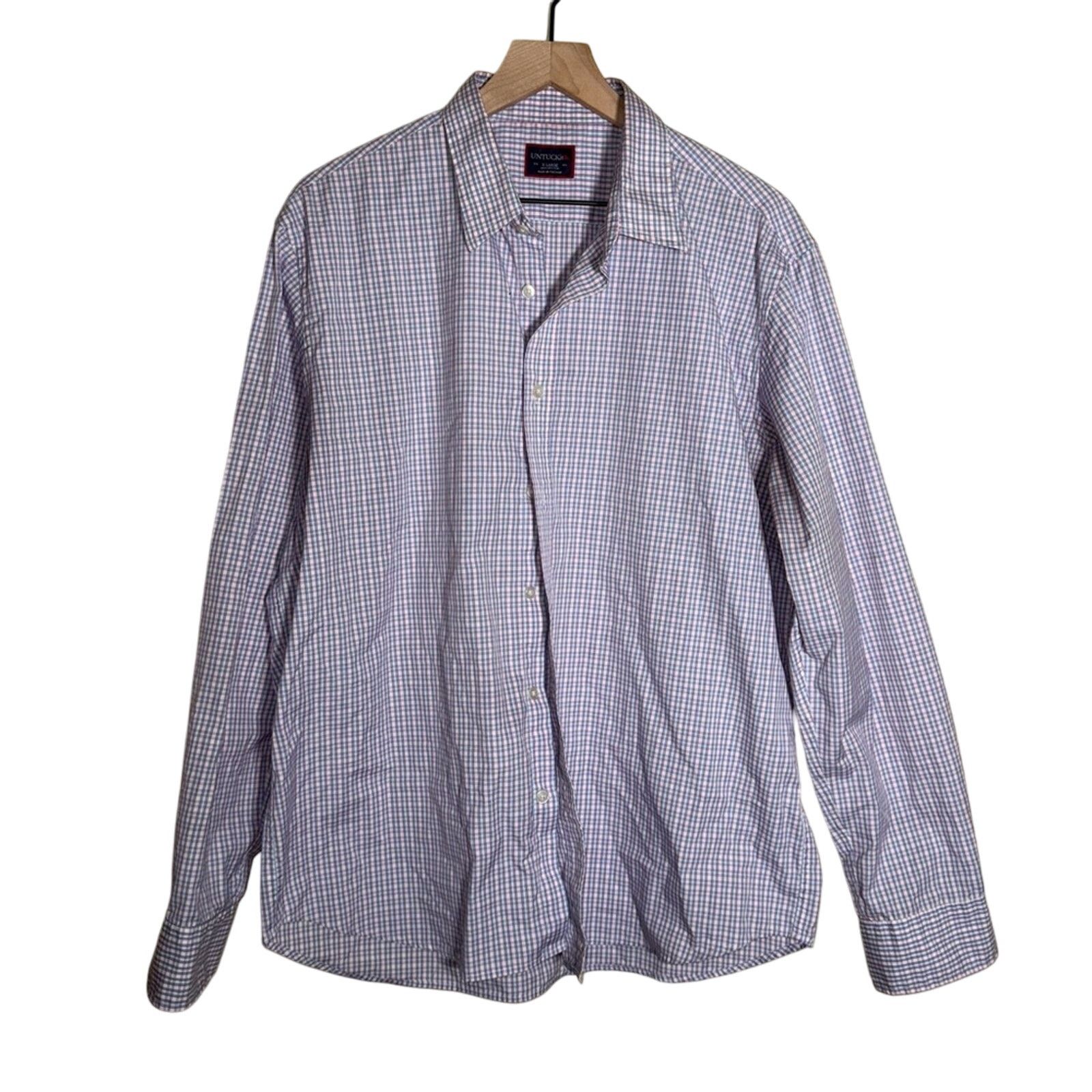 UNTUCKit UNTUCKit Men's Blue and Pink business classic Plaid Shirt XL Size US XL / EU 56 / 4 - 1 Thumbnail