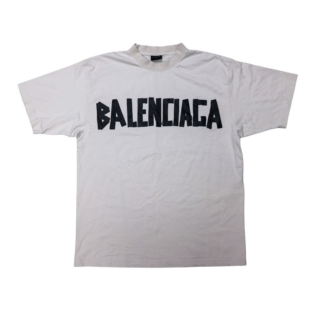 Balenciaga Tape Logo T Shirt Beige