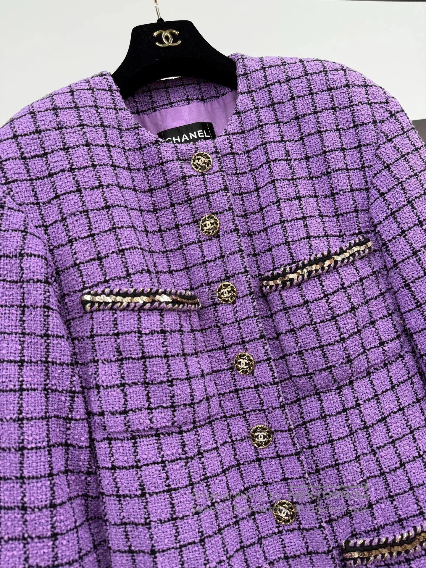 Chanel Chanel Purple Plaid Knit Jacket. Size US M / EU 48-50 / 2 - 2 Thumbnail