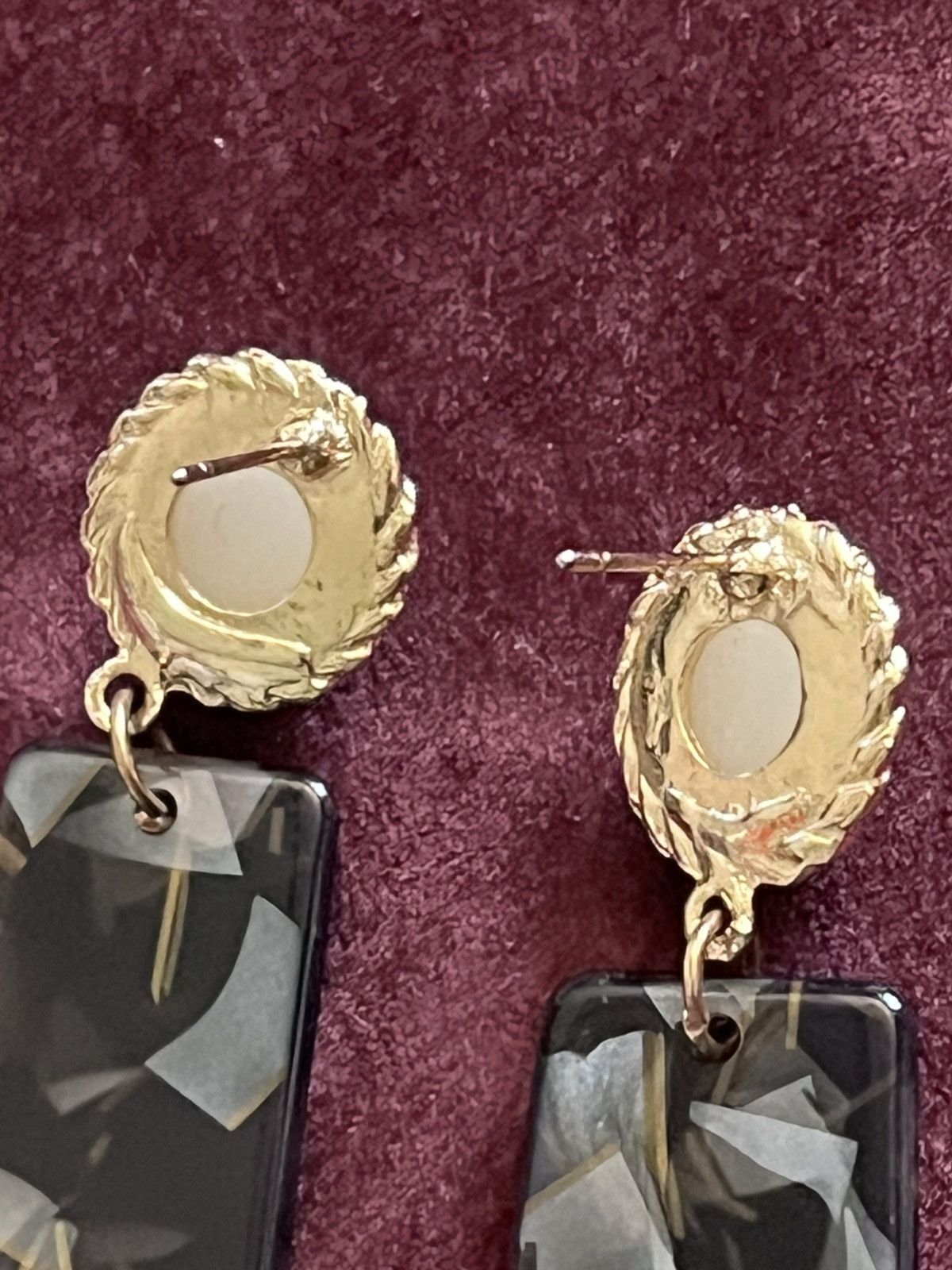 Other Gold Pearl Top Black Resin Drop Earrings Metallic Inlay Size ONE SIZE - 4 Thumbnail