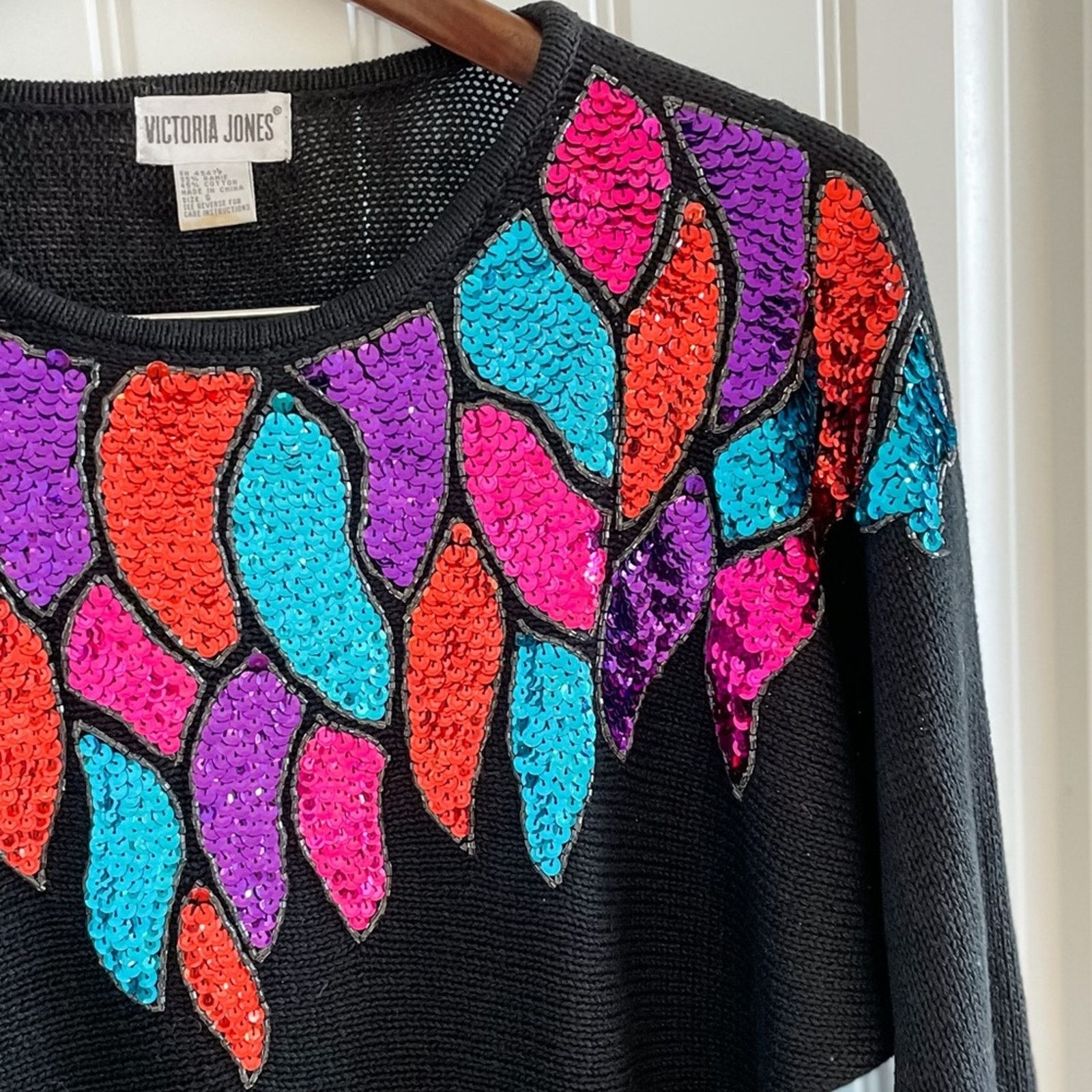 Vintage Vintage 90s vibrant sequin dolman sweater oversized size S Size S / US 4 / IT 40 - 3 Thumbnail