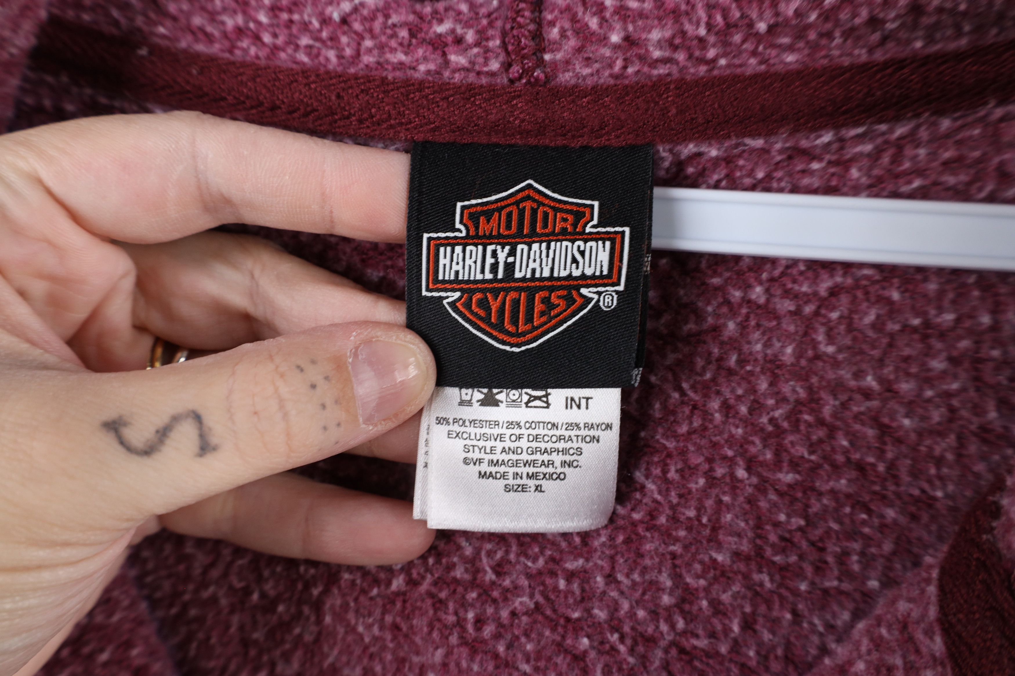 Harley Davidson × Vintage Y2K Harley Davidson Out Rose Flower Heart Hoodie Purple Size XL / US 12-14 / IT 48-50 - 4 Thumbnail