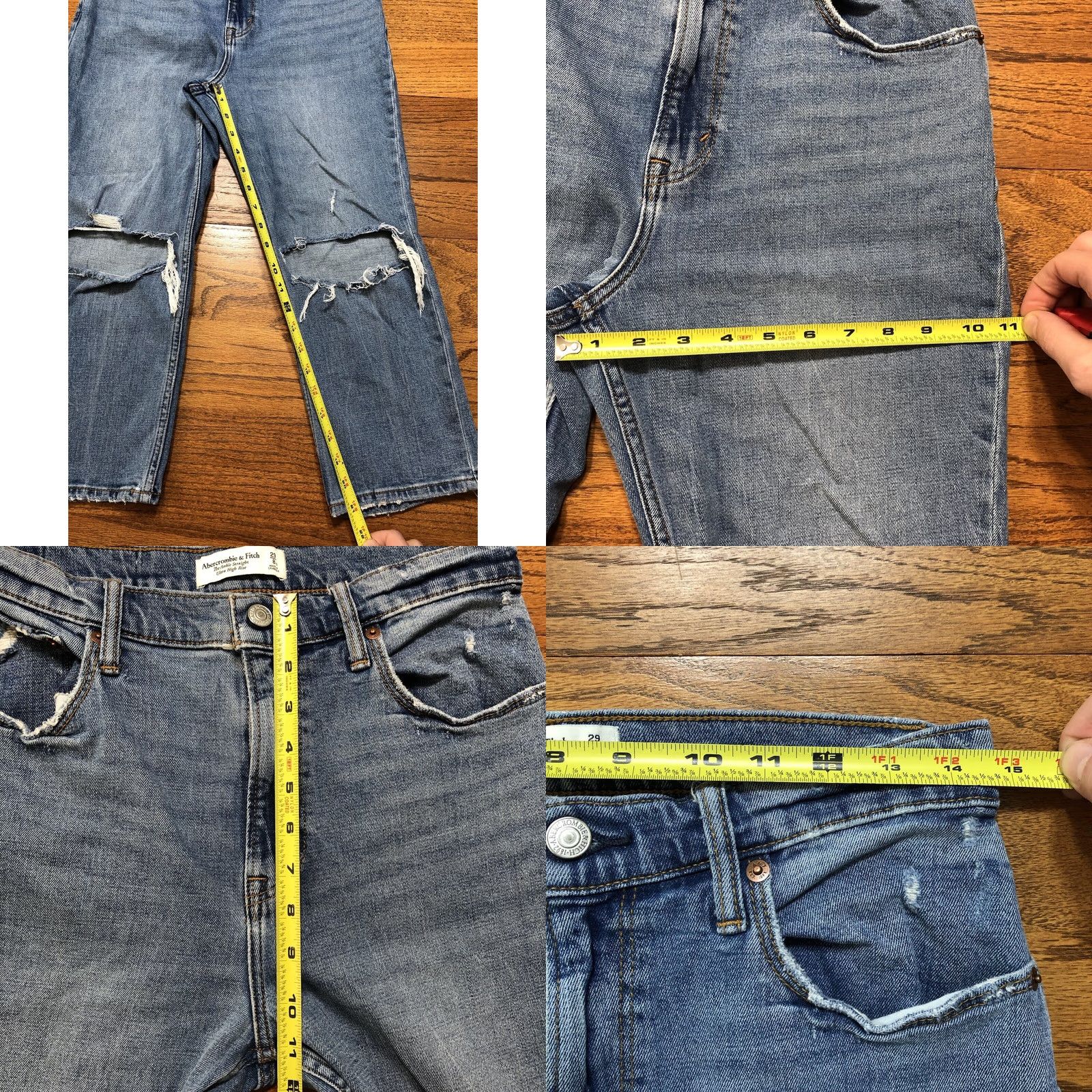 Abercrombie & Fitch Abercrombie & Fitch Jeans Ankle Regular 29/XS Blue 5-Pocket Distressed Stretch City 90s Womens Size 29" - 9 Thumbnail