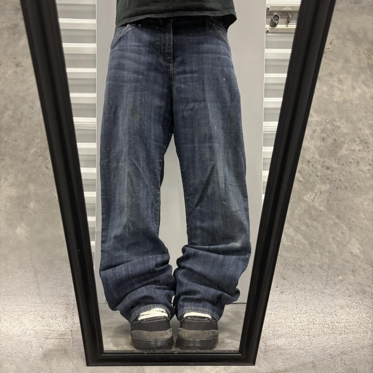 Japanese Brand × Vintage Crazy Vintage Y2K/2000s Grunge Dark Wash Bootcut Denim Jeans! Size US 34 / EU 50 - 1 Thumbnail