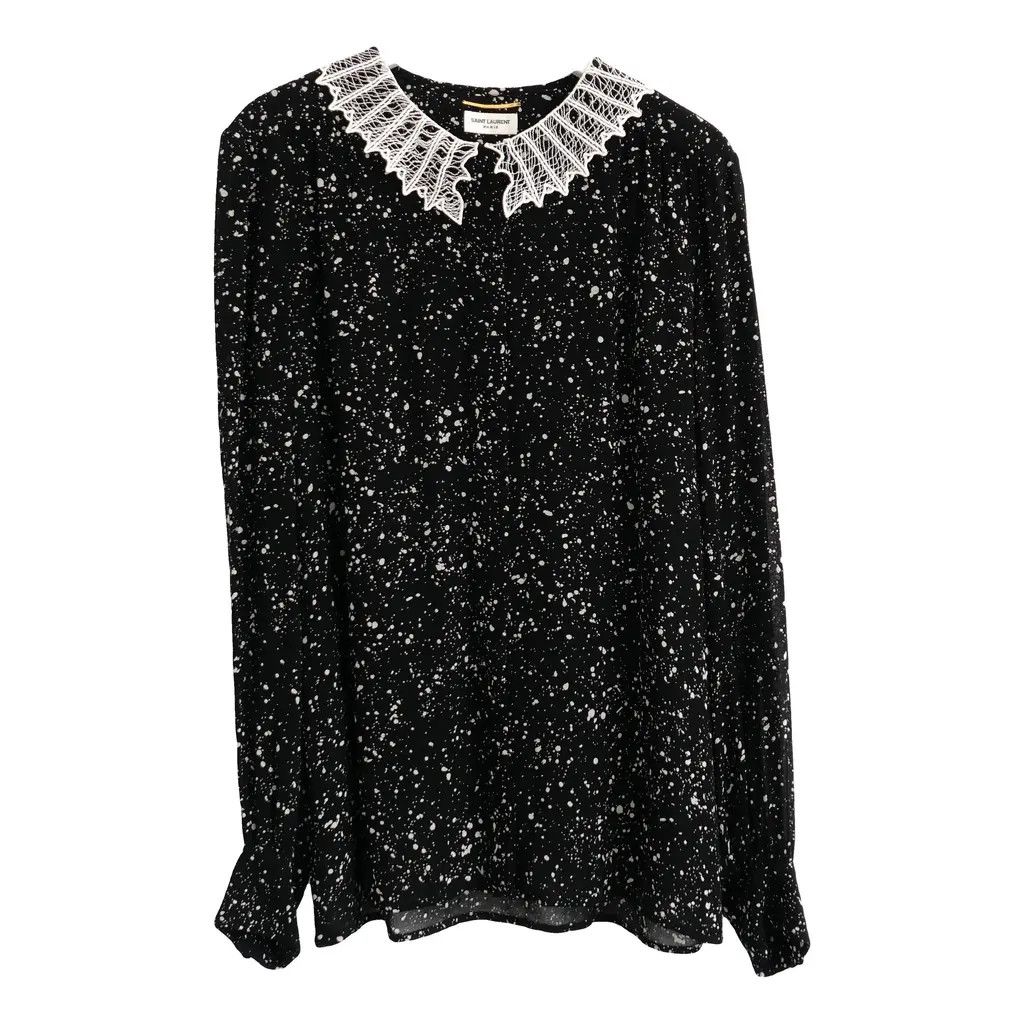 Saint Laurent Paris Saint Laurent Pre-Fall 2015 Star Print Lace Collar Blouse Size XS / US 0-2 / IT 36-38 - 1 Thumbnail