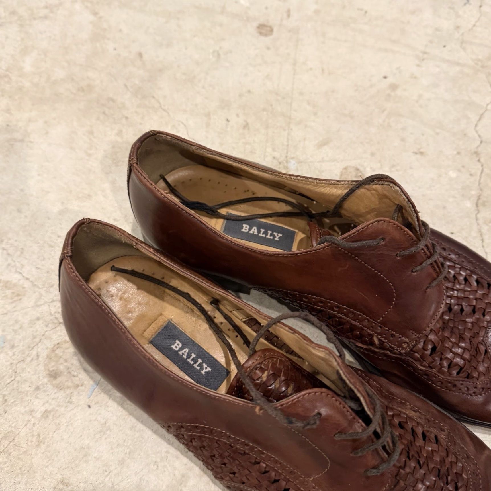 Bally VINTAGE Bally Mixtum Brown Size 10 E Woven Leather Cap Toe Oxford Dress Shoe Men's Italy Size ONE SIZE - 3 Thumbnail