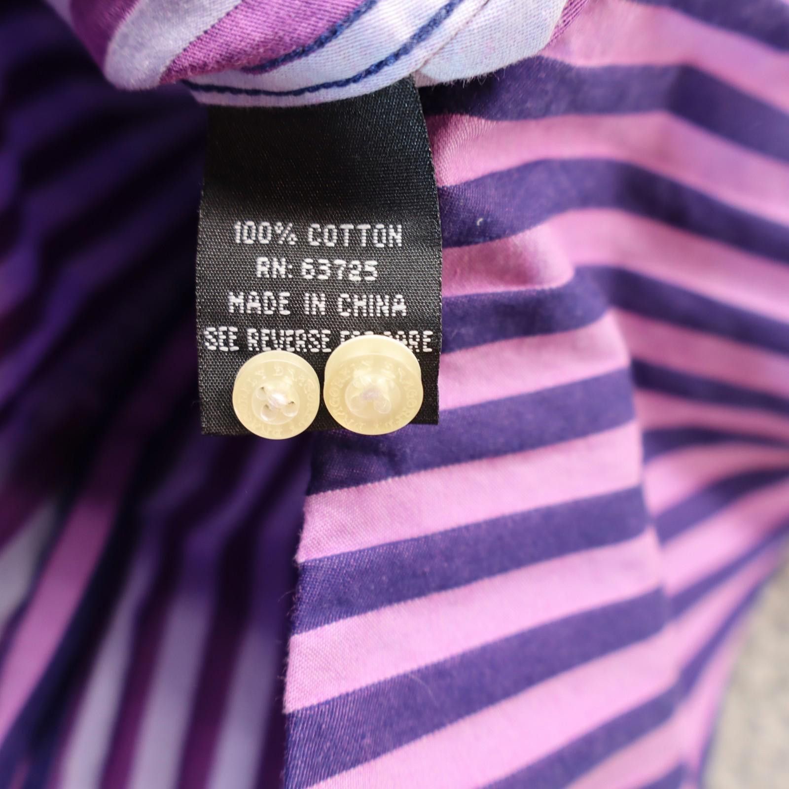 Dragonfly D Clothing Dragonfly Button Purple Striped Large 100% cotton Size US L / EU 52-54 / 3 - 6 Thumbnail
