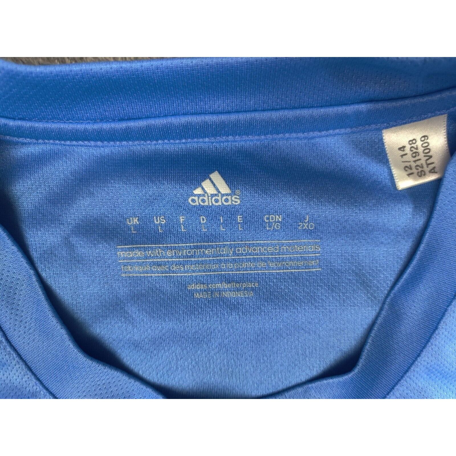 Adidas Adidas Shirt Adult Mens Large Light Blue Spell Out Size US L / EU 52-54 / 3 - 5 Thumbnail