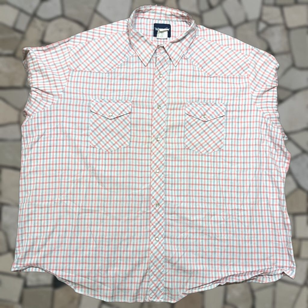 Wrangler Wrangler Western Pearl Snap Shirt Mens 3X Big Man White Plaid Casual Cowboy Size US XXL / EU 58 / 5 - 1 Thumbnail
