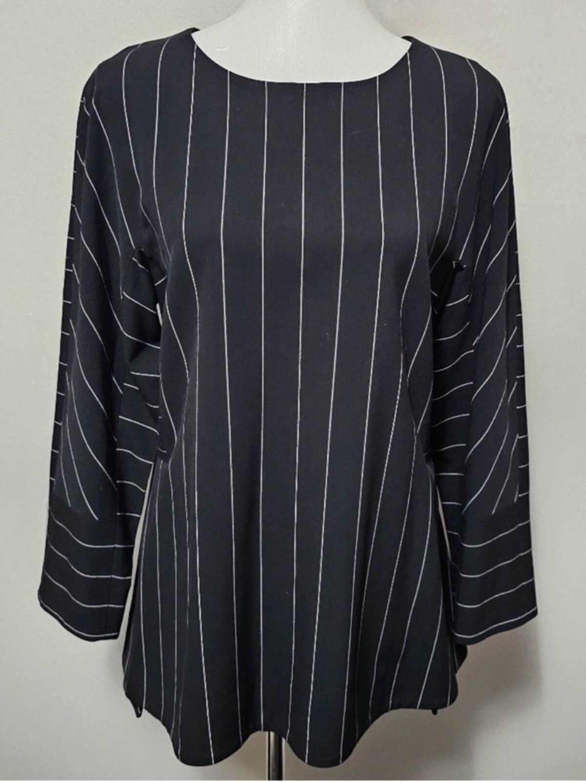 Other Anne Klein / Pinstripe Tunic Top / Black White Size M / US 6-8 / IT 42-44 - 10 Thumbnail