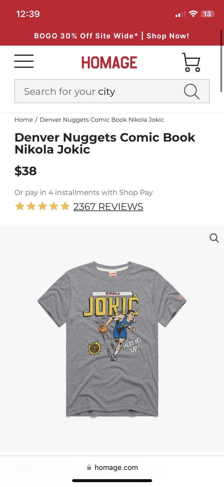 Homage Homage Denver Nuggets Comic Book Nikola Jokic Size US S / EU 44-46 / 1 - 3 Thumbnail
