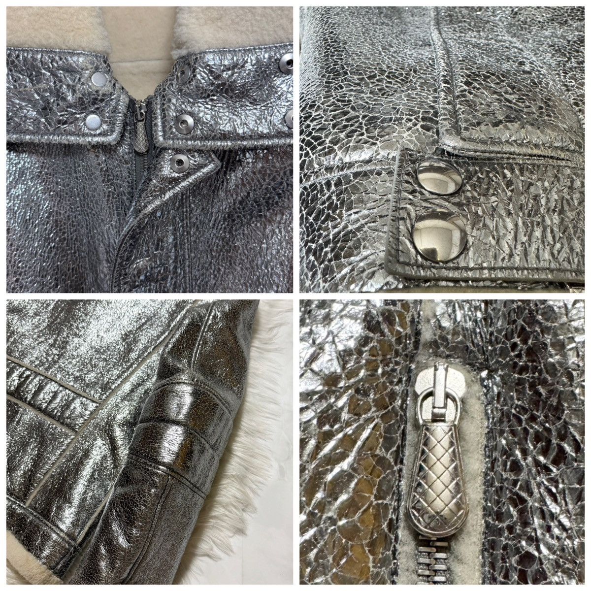 Bottega Veneta RARE Bottega Veneta Shearling Metallic Leather Biker Jacket Size US M / EU 48-50 / 2 - 5 Thumbnail