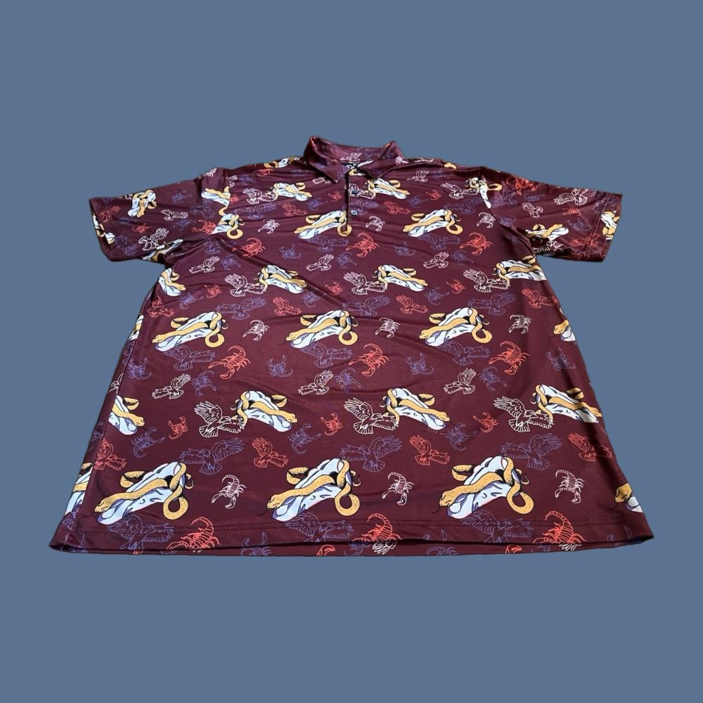 Vintage Raised by Coyotes Golf Performance Polo Shirt Men's 2XL Snake Skull Western Shirt Polo Casual Activewear Size US XXL / EU 58 / 5 - 1 Thumbnail