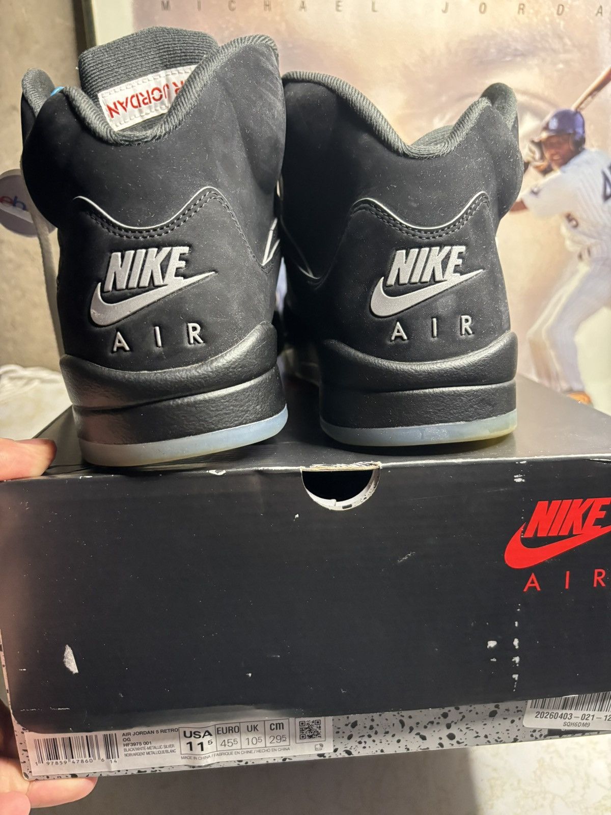 Jordan Brand Jordan Retro 5 “Black Metallic reimagine” Size US 11.5 / EU 44-45 - 7 Thumbnail