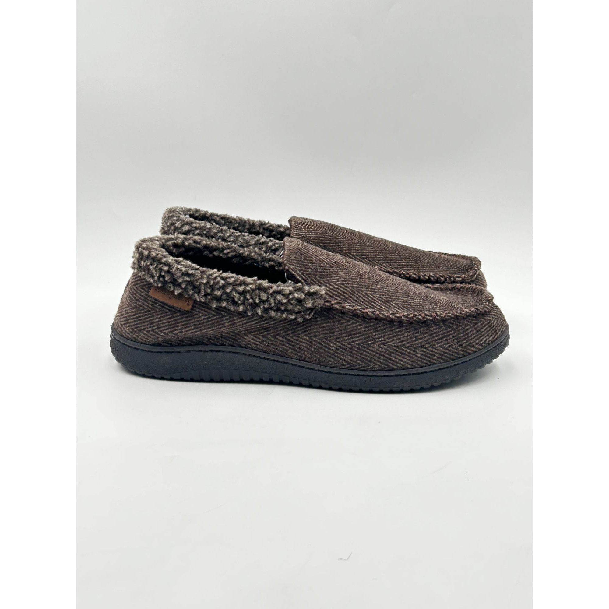 Other Dearfoams Mens Slippers M9-10 Brown Herringbone Memory Foam Size US 9 / EU 42 - 1 Thumbnail