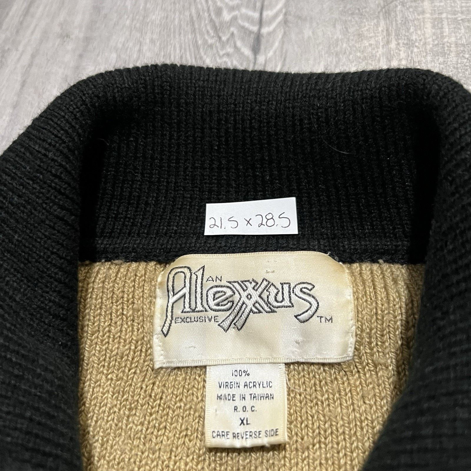 Vintage VTG Alexxus 80s Two Tone Black/Tan Virgin Pocket Sweater Size XL / US 12-14 / IT 48-50 - 5 Thumbnail