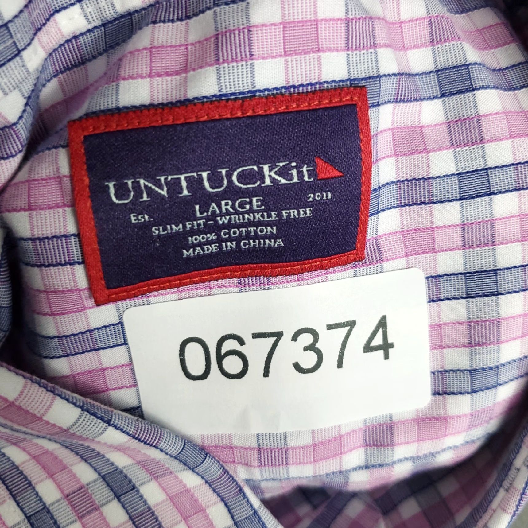 UNTUCKit UNTUCKit Shirt Mens L Pink Plaid Slim Fit Button Up Long Sleeve Cardigan? Size US L / EU 52-54 / 3 - 7 Thumbnail