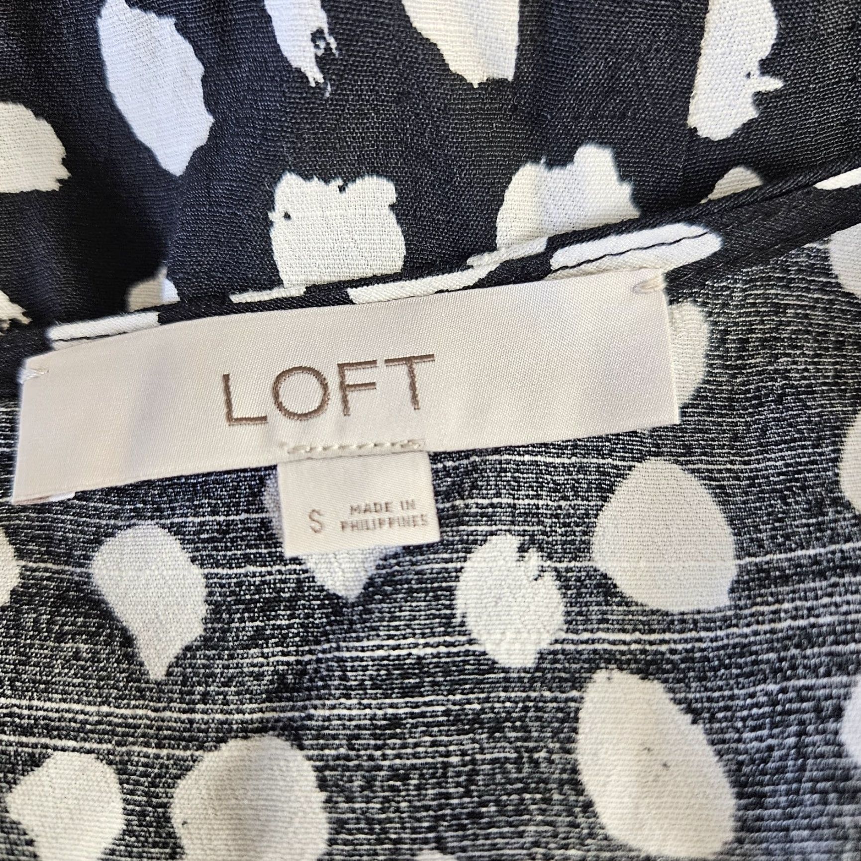 Loft Ann Taylor LOFT Womens Dress Small Black White Tie Front Short Sleeve Viscose Size 28" / US 6 / IT 42 - 5 Thumbnail