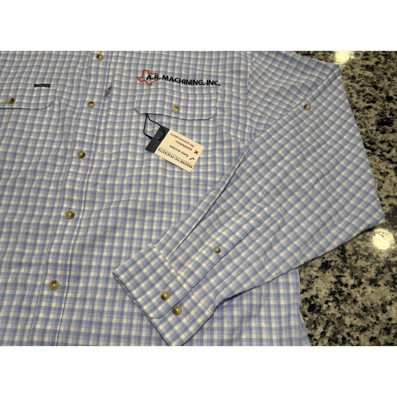 Vintage Poncho Shirt XL Blue Plaid Workwear NWT Magnetic Pockets Button-Up Regular Fit Mens Size US XL / EU 56 / 4 - 2 Thumbnail