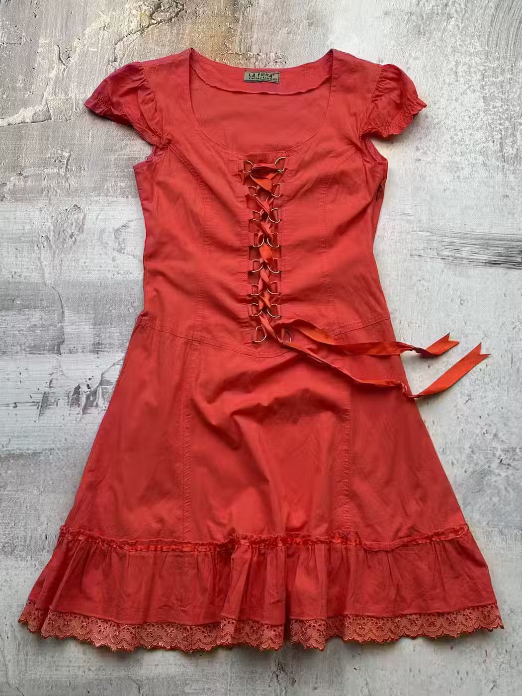 image of Vintage Bondage Dress in Red, Women's (Size Small)