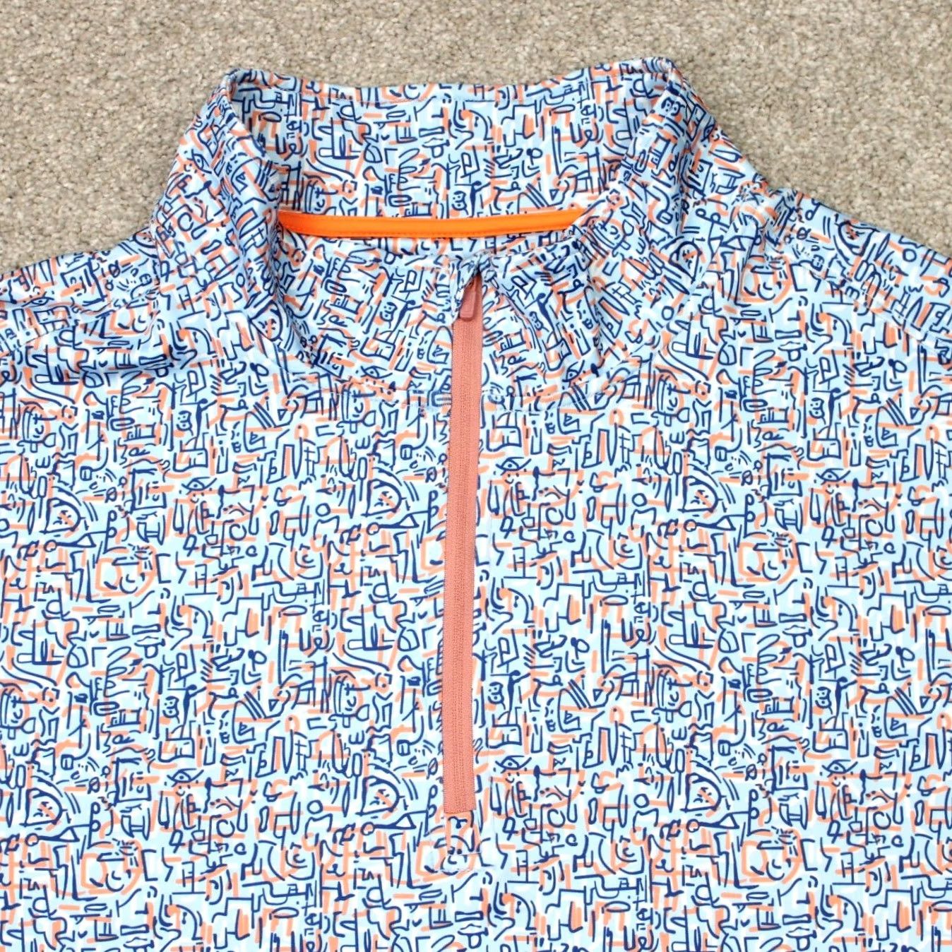 Vintage Maelreg Performance Sweatshirt Mens 2XL Blue/Orange Geometric Golf 1/4 Zip L/S Size US XXL / EU 58 / 5 - 4 Thumbnail