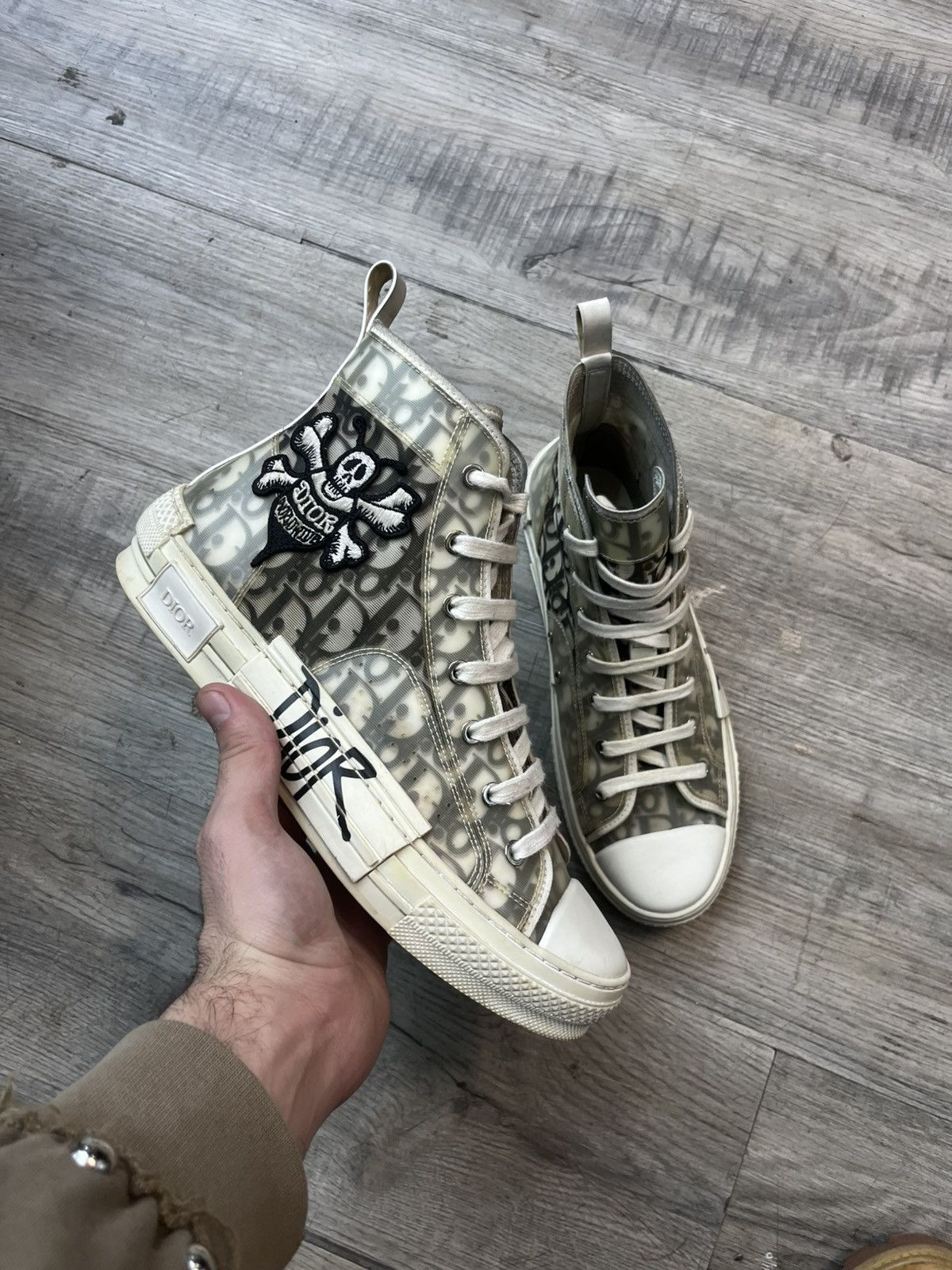 Dior × Stussy Dior x Stussy B23 High Top Sneaker Grey White Oblique Mono Size US 8 / EU 41 - 2 Thumbnail