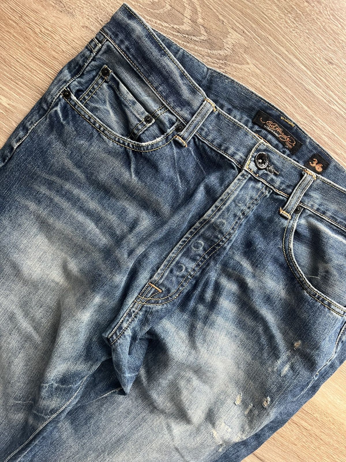Christian Audigier × Ed Hardy Ed hardy blue straight jeans vintage distressed rare y2k Size US 36 / EU 52 - 6 Thumbnail