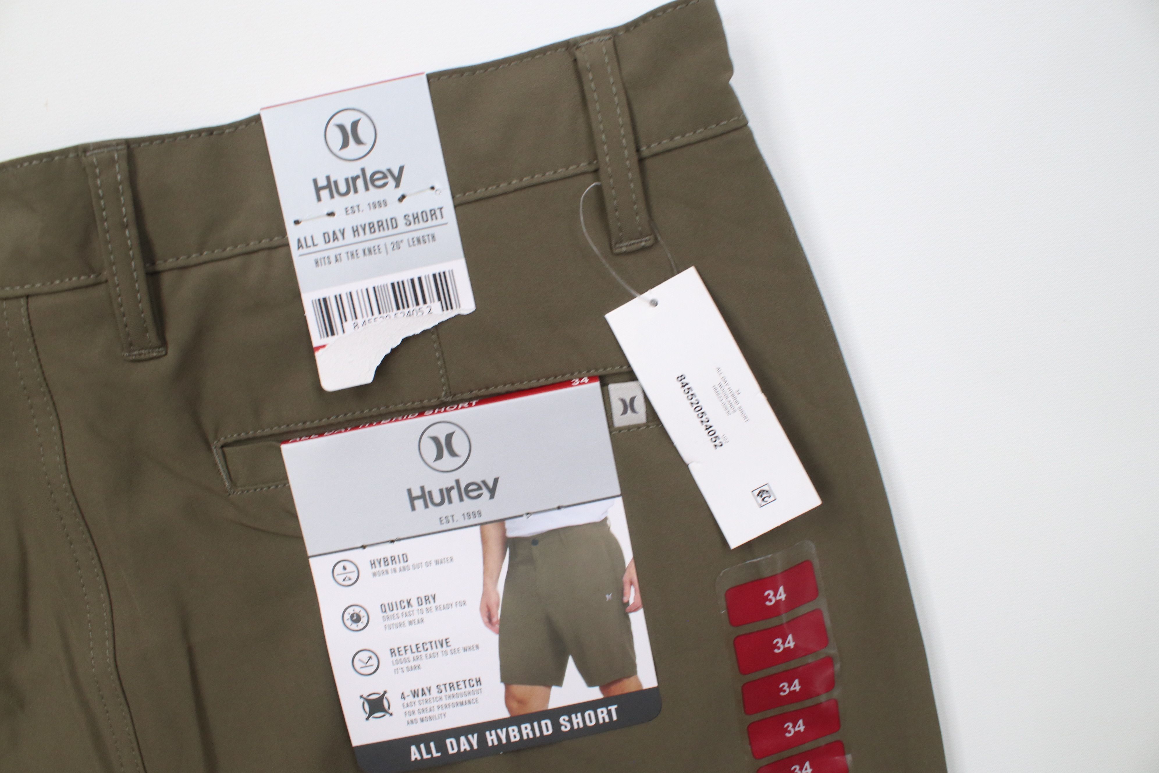 Hurley New Hurley Surfing All Day Hybrid Shorts Olive Green Size US 34 / EU 50 - 15 Thumbnail