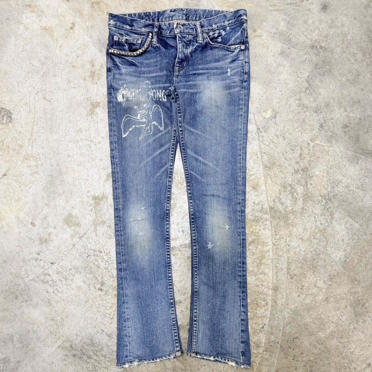 Hysteric Glamour Hysteric Glamour x Led Zeppelin y2k Punk Style Bootcut Jeans Size 29" - 1 Thumbnail