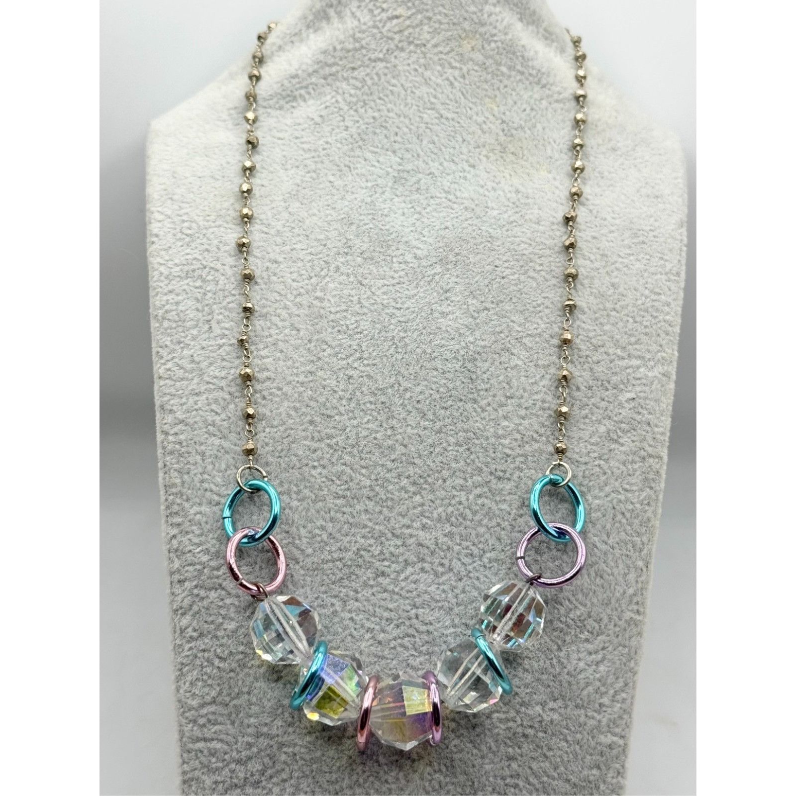 Vintage Vintage crystal silver chain beaded necklace Size ONE SIZE - 4 Thumbnail