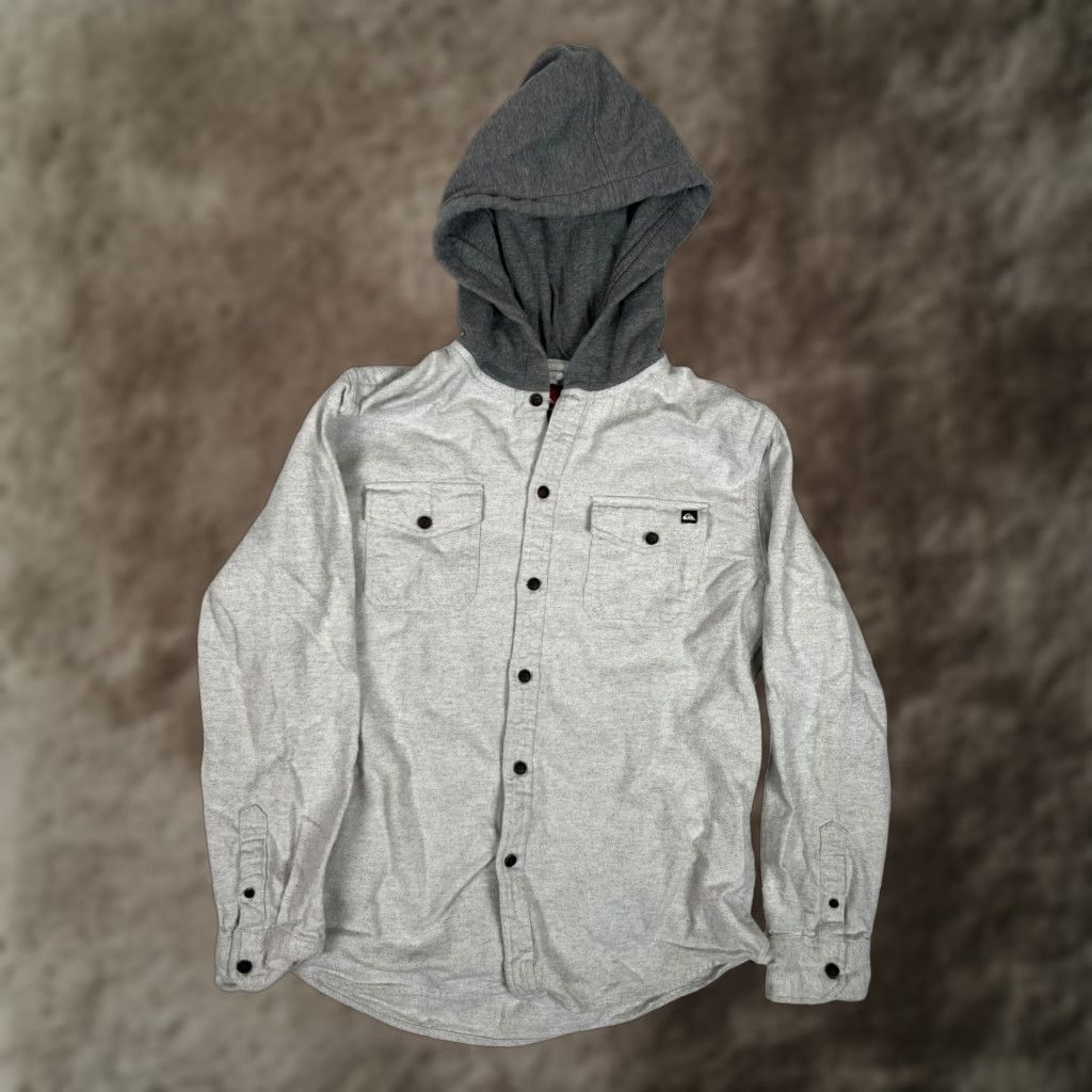 Quiksilver VINTAGE Quiksilver Hoodie Sweatshirt Size M Gray Button Crew Neck Long Sleeve Pockets Hooded Surf Skater Beach Y2K 90s Men Size US M / EU 48-50 / 2 - 1 Thumbnail