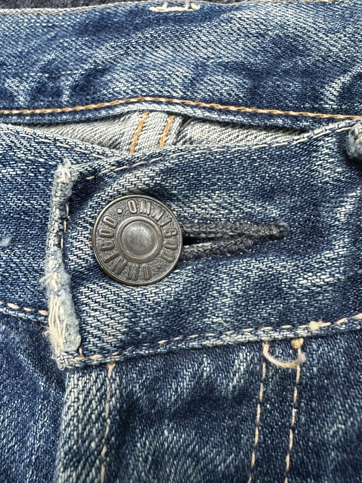 KOJIMA GENES × OMNIGOD × Vintage Omnigod Vintage Fly Button Selvedge Distressed Denim D7 Size US 28 / EU 44 - 10 Thumbnail
