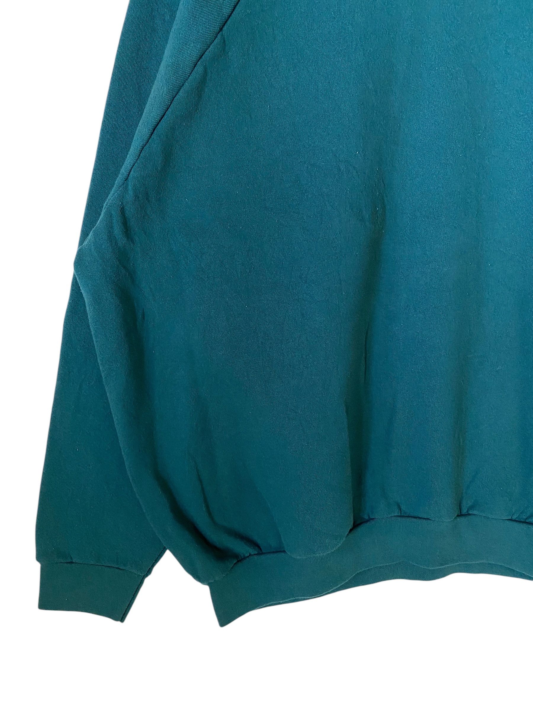 Fruit Of The Loom Vintage 90s Fruit of the loom green plain sweatshirt Size US XL / EU 56 / 4 - 4 Thumbnail