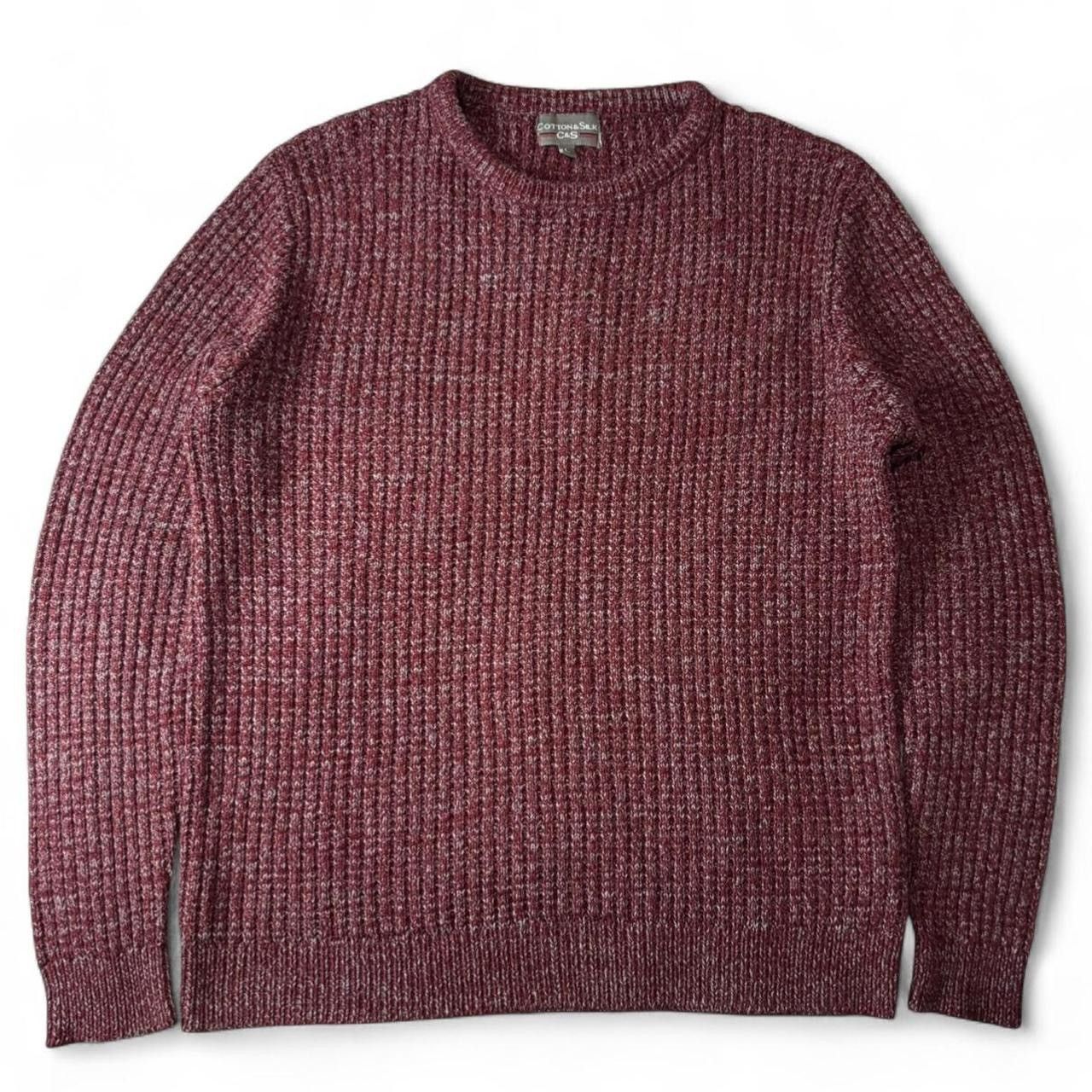 Vintage Burgundy & Grey Textured Knit 100% Acrylic Sweater - L Size US L / EU 52-54 / 3 - 1 Thumbnail