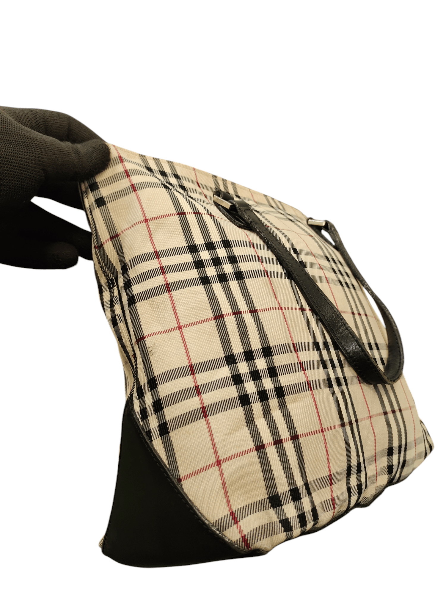 Burberry Blue Label Nova Check Cotton Mix Leather Tote Bag