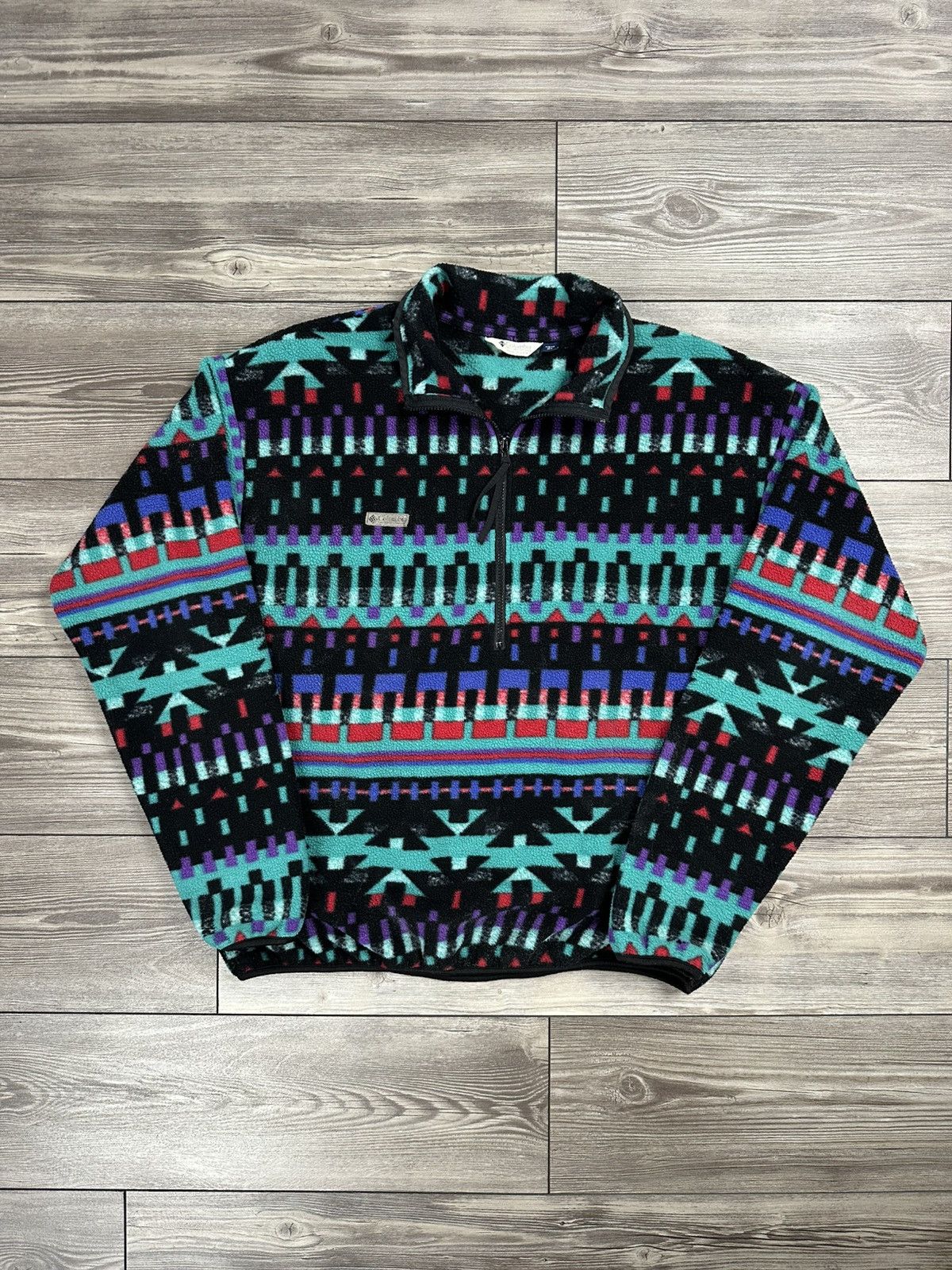 Columbia Vintage 90’s Columbia Aztec Quarter Zip Fleece Size US XL / EU 56 / 4 - 1 Thumbnail