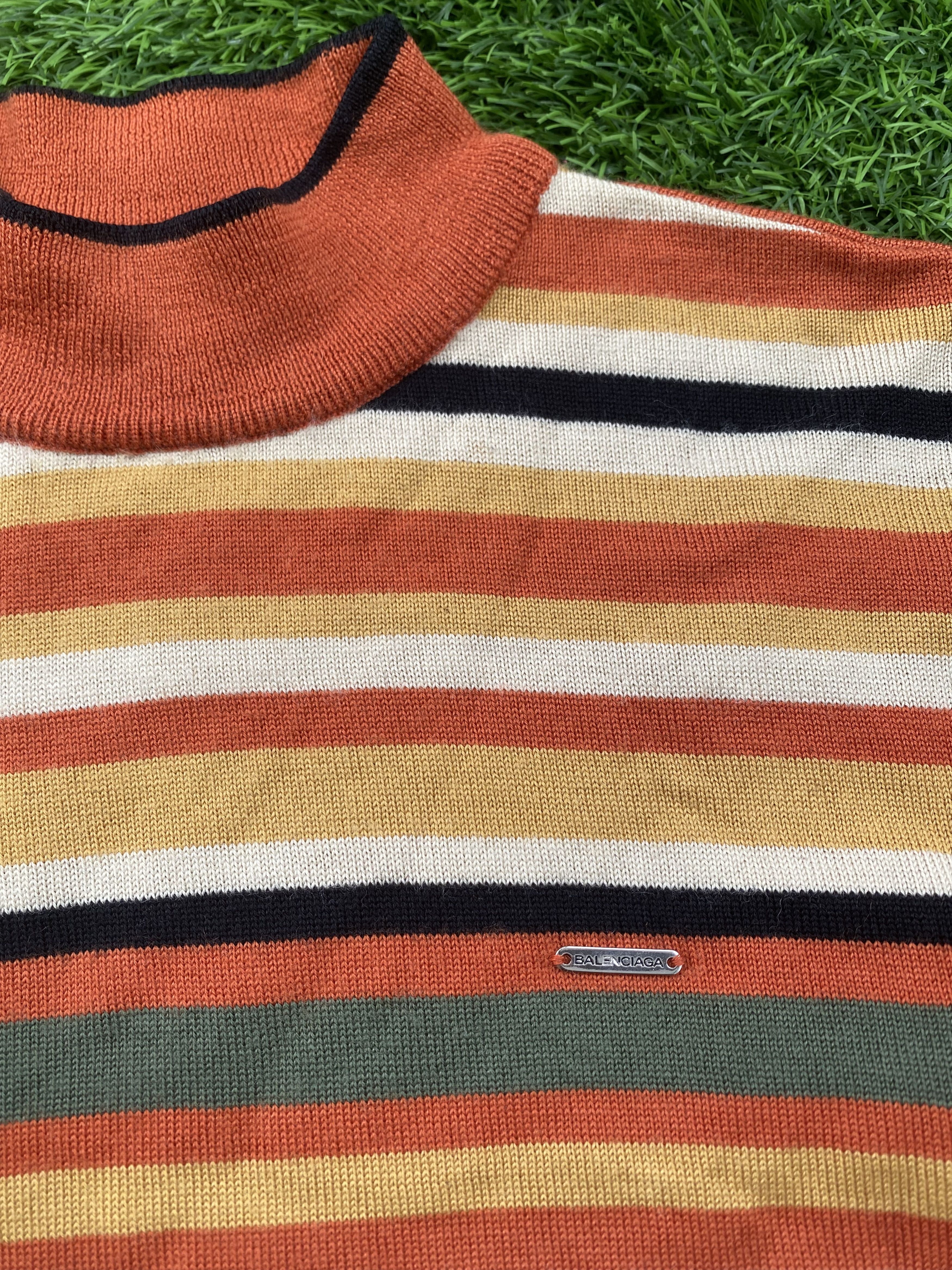 Balenciaga × Vintage Vintage Balenciaga Turtleneck Stripped Sweaters Size M / US 6-8 / IT 42-44 - 2 Thumbnail