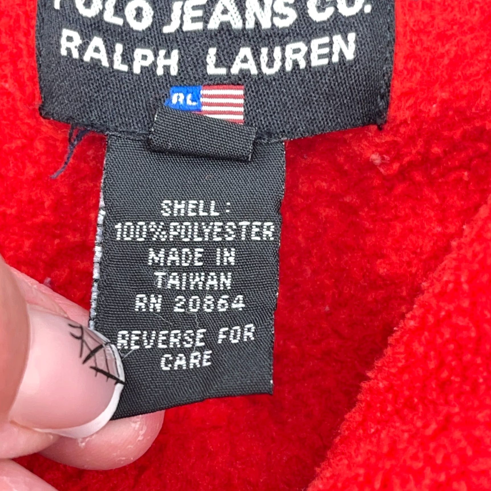 Vintage Vintage Polo Jeans Ralph Lauren Jacket Men Large Red Blue Fleece Zip Full Zip Size US L / EU 52-54 / 3 - 6 Thumbnail