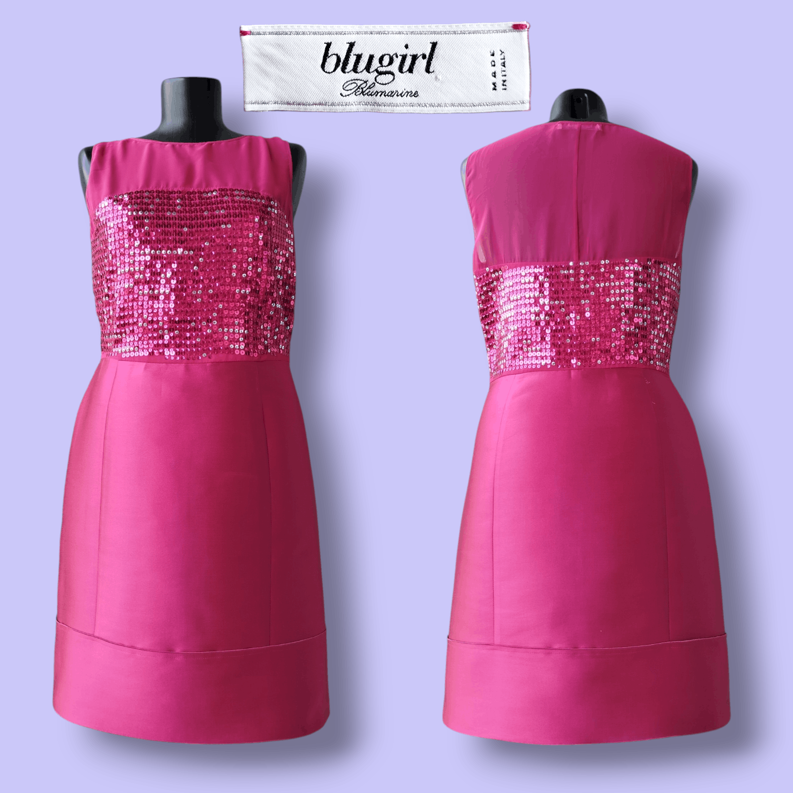 Blumarine Coctail Dress Fuchsia Sequins Brocade Vintage 00s Y2K Size M / US 6-8 / IT 42-44 - 1 Thumbnail