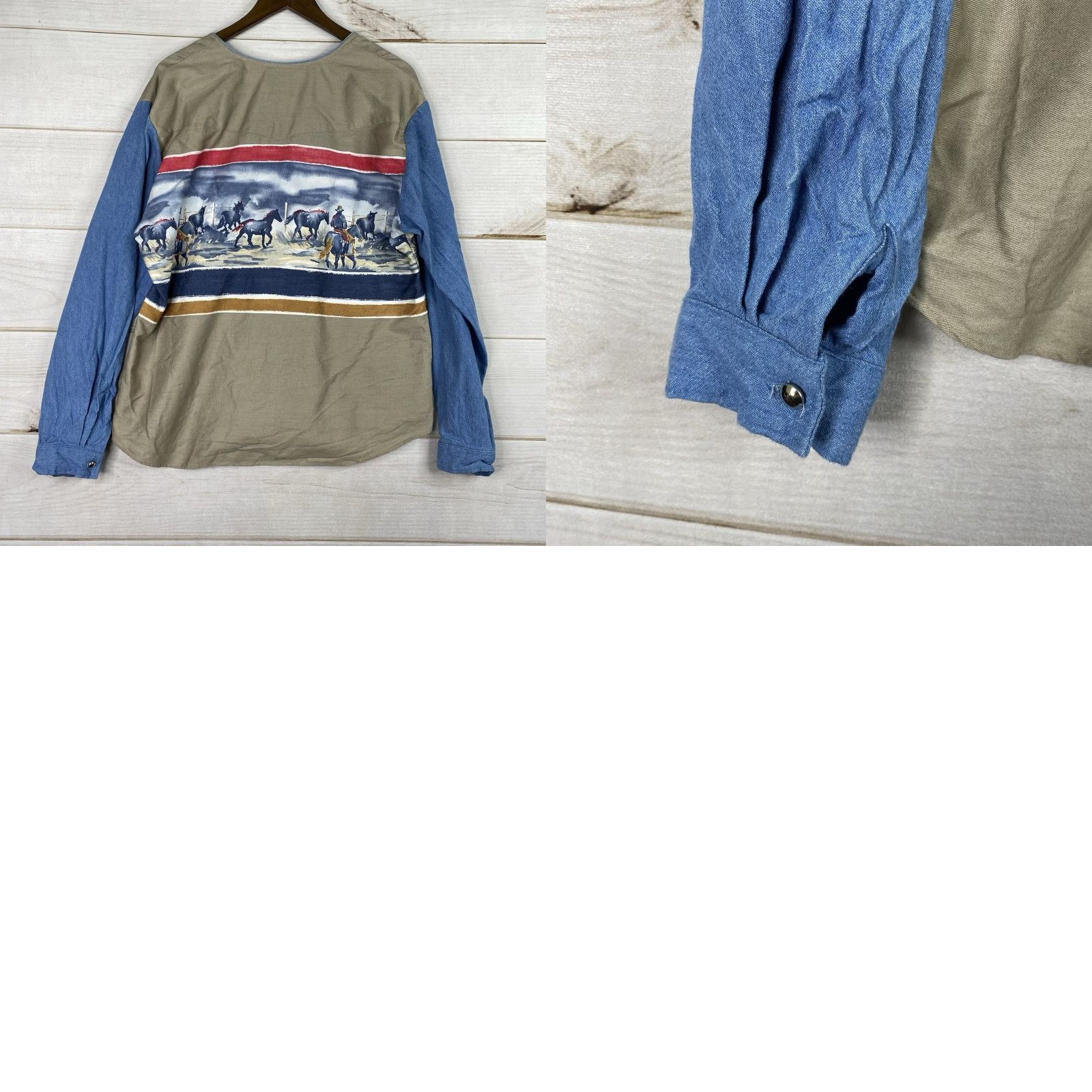 Roper VINTAGE Roper Shirt Womens XL Geometric Twill 100% Cotton Button-Up Western Cowboy Horse USA Made Size XL / US 12-14 / IT 48-50 - 8 Thumbnail