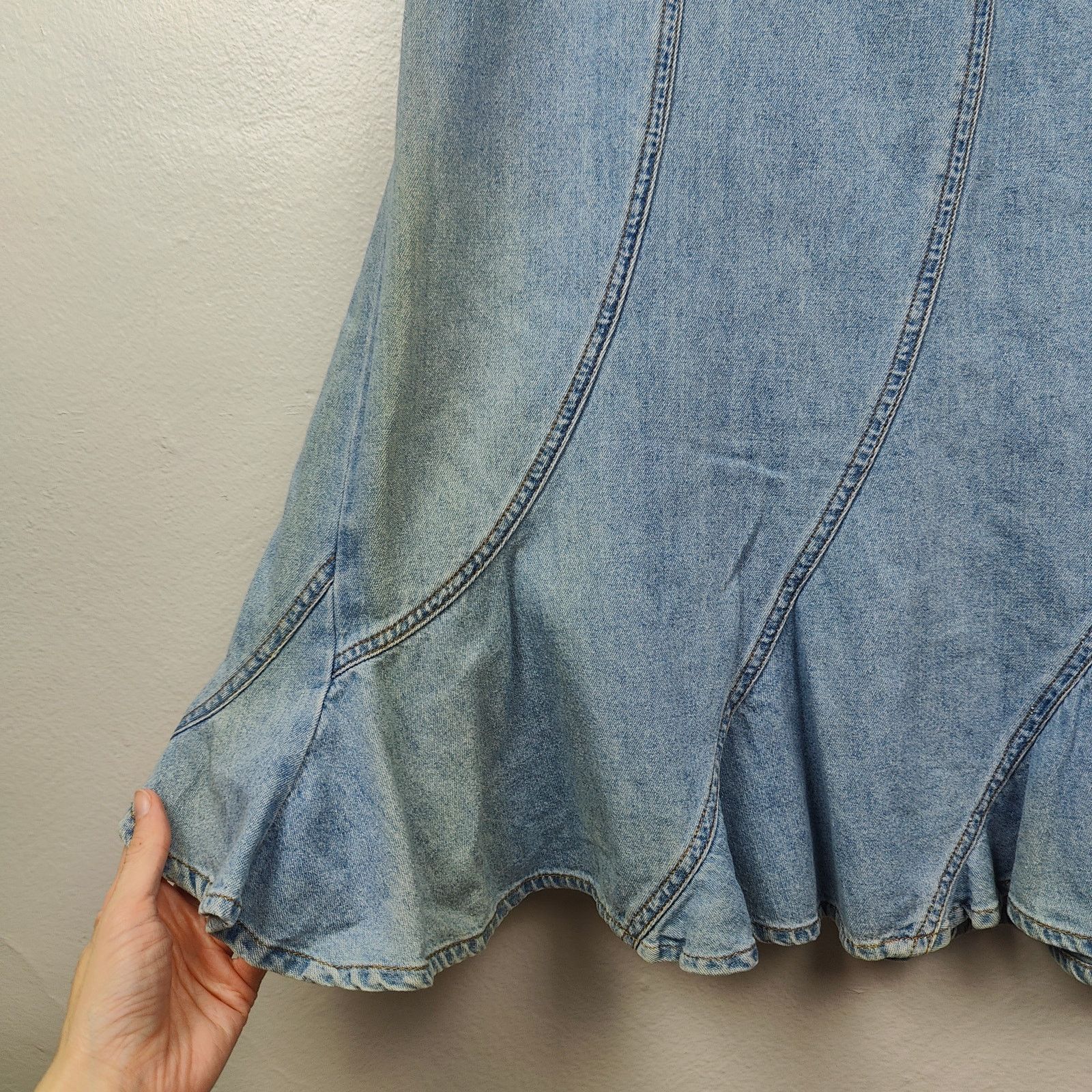 Other Vintage Y2K Metro Style Denim Maxi Skirt Womens 18T Size 40" / US 18 - 3 Thumbnail