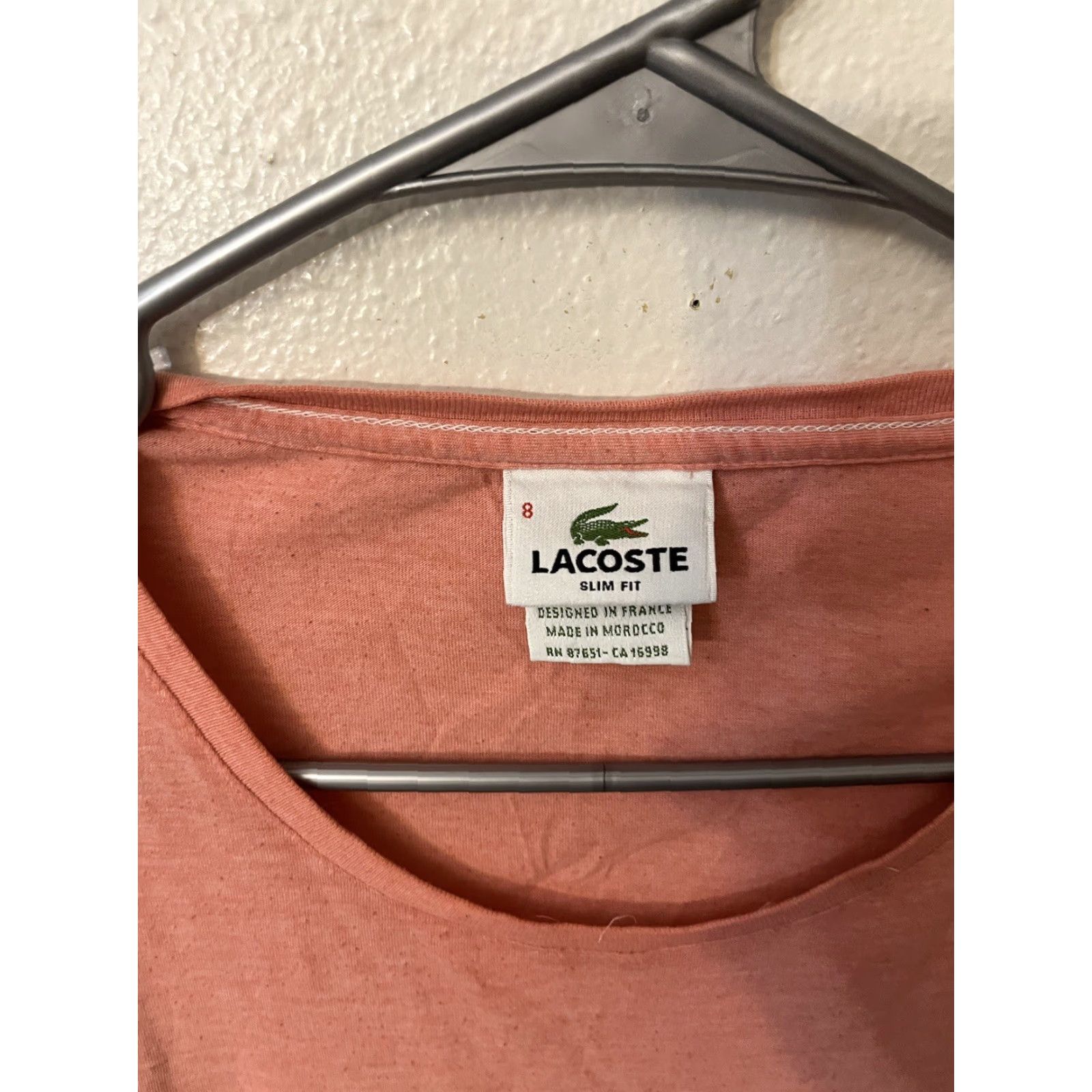 Lacoste Lacoste Logo T-Shirt Mens S/S Cotton Pink Size 8 8 Color Pink Logo Casual Short Sleeve Shirt Mens Size US M / EU 48-50 / 2 - 3 Thumbnail