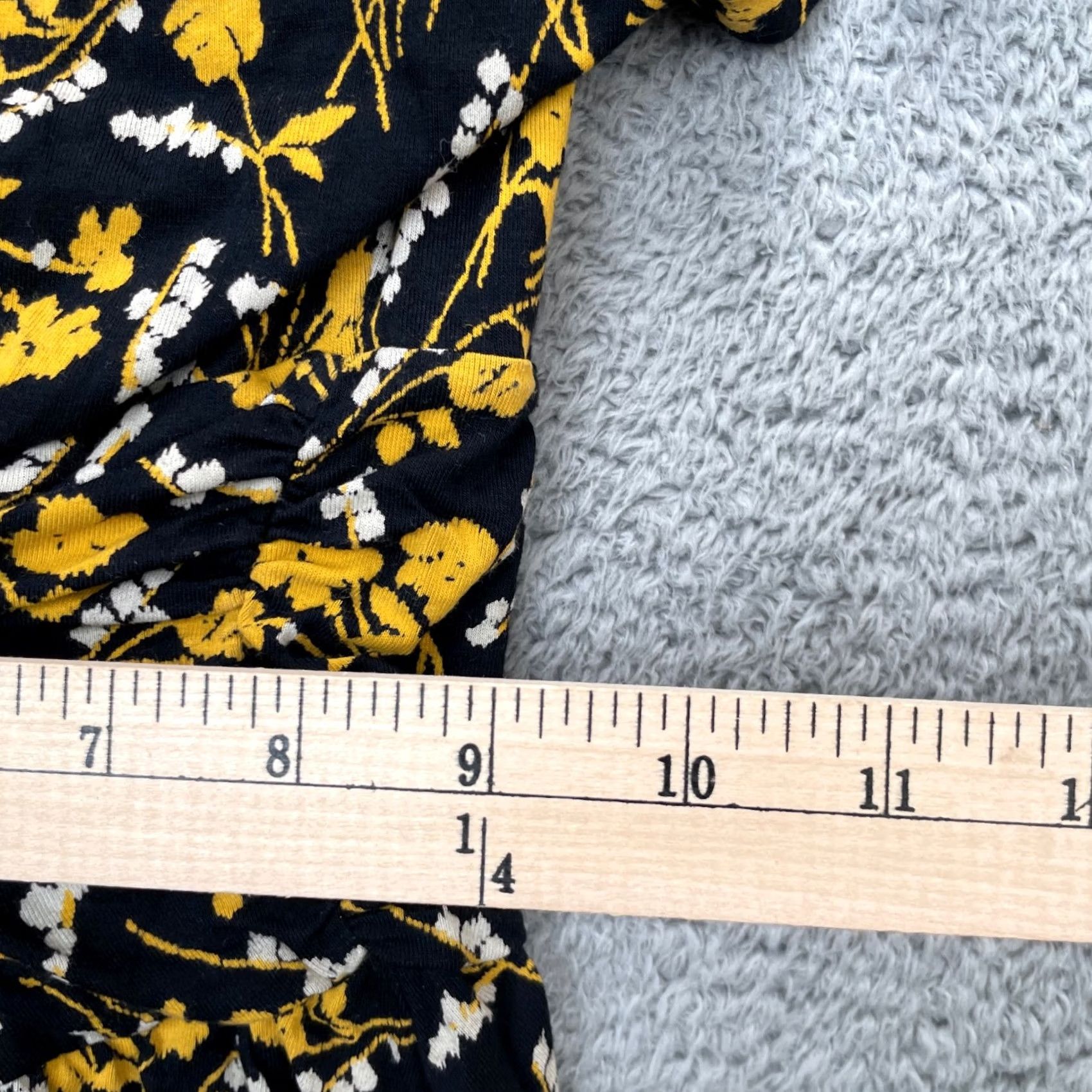 Anthropologie VINTAGE Maeve Dress Women S Black Yellow Floral Short Sleeve Fit Flare Anthropologie Size 28" / US 6 / IT 42 - 7 Thumbnail