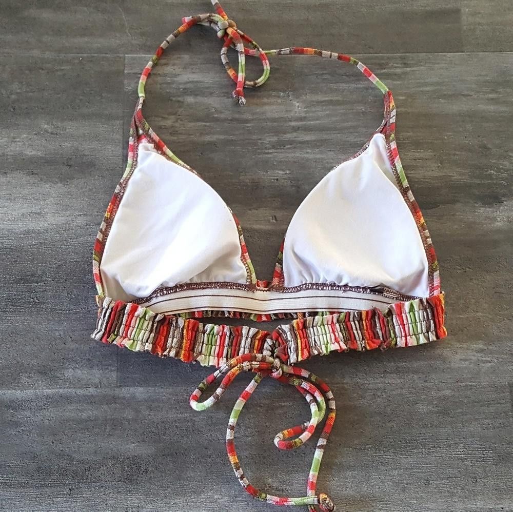 Designer Red Striped Native Bikini Top Size ONE SIZE - 2 Thumbnail