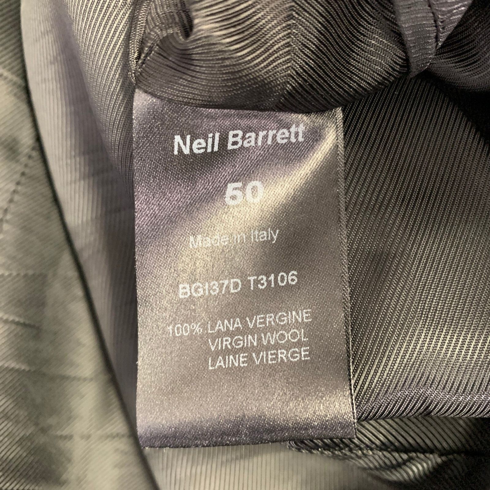 Neil Barrett Black Grey Pinstripe Wool Ombre Effect Slim Fit Sport Coat Size 40R - 9 Thumbnail
