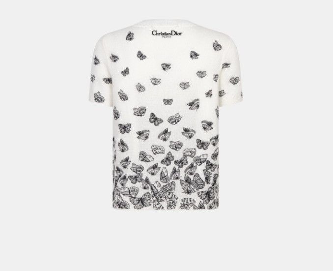 Dior o1w1db10225 414S44 Short-Sleeved Sweater in Black & White Size L / US 10 / IT 46 - 2 Thumbnail