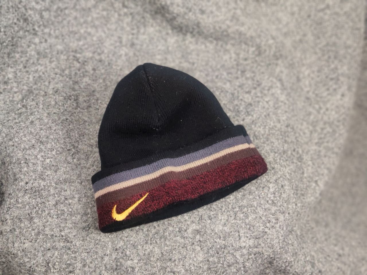 Nike Vintage Nike beanie hat Black Wool Blend Swoosh Y2K Style Size ONE SIZE - 8 Thumbnail